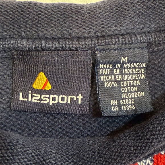 LIZ SPORT Vintage 90’s Medium Multicolor Patchwork Sweater Fair Isle 100% Cotton - Picture 3 of 8